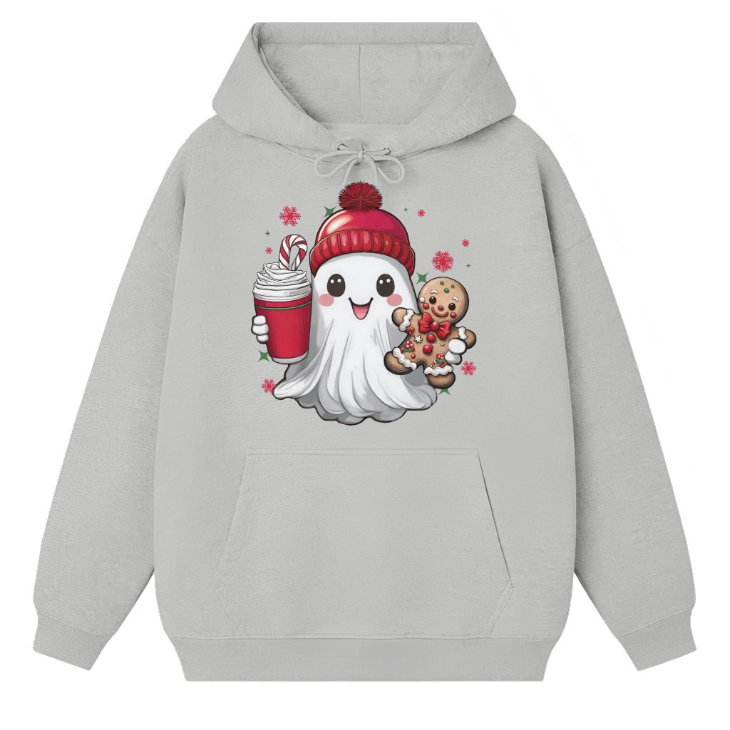 Cute Retro Iced Coffee Ghost Hoodie – Christmas Holiday Gift - front view