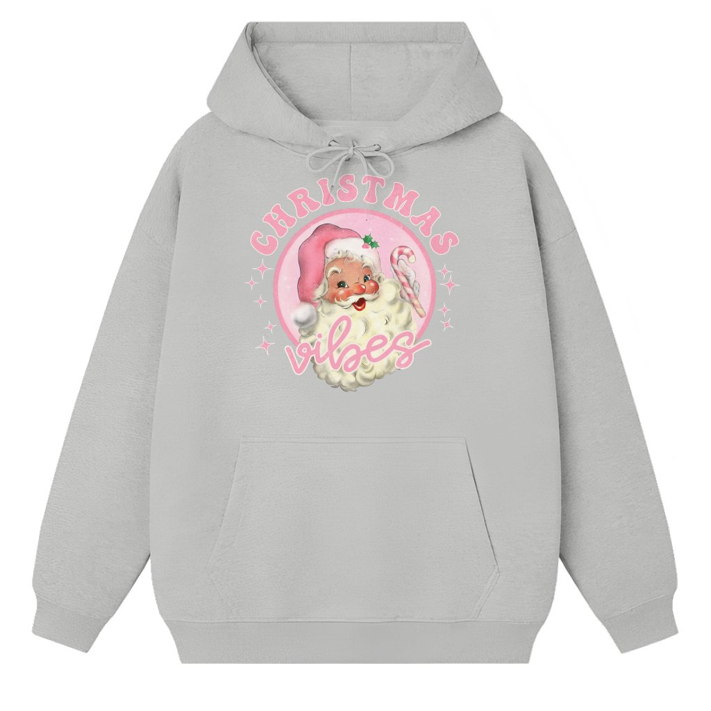 Retro Christmas Vibes Hoodie – Christmas Gift Cozy Festive - front view