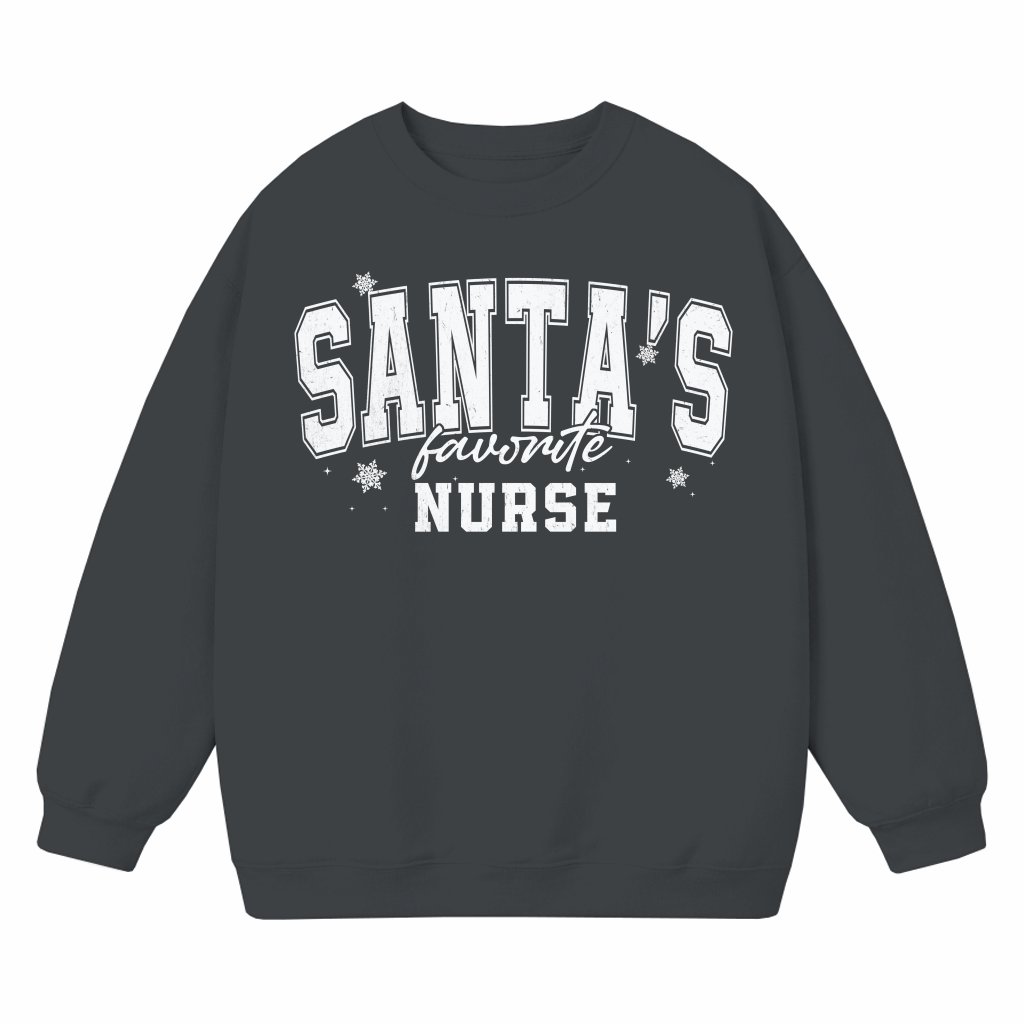 Santa's Favorite Nurse Sweatshirt – Christmas Gift for Nurse Trendy - front view