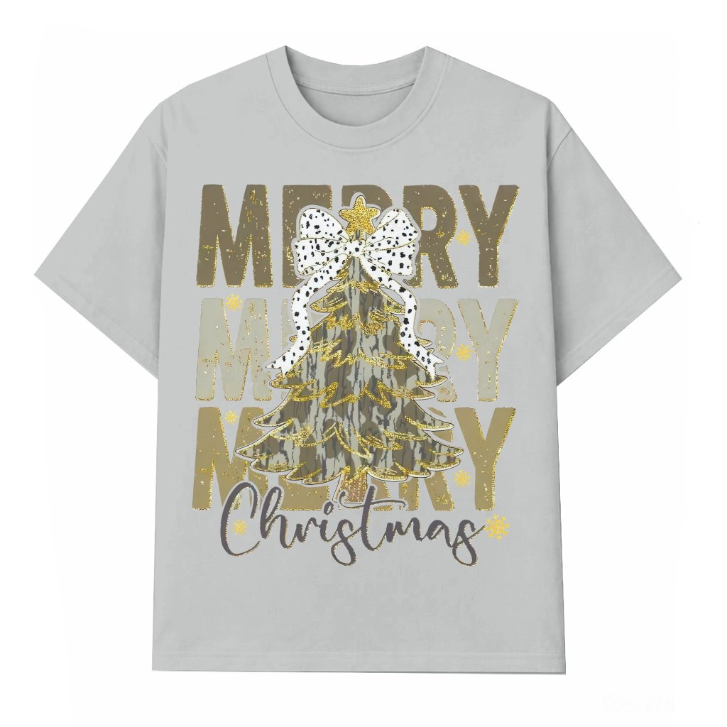 Coquette Christmas Tree Camo T-shirt – Christmas Gift for Bow Hunter Vintage Retro Style - front view
