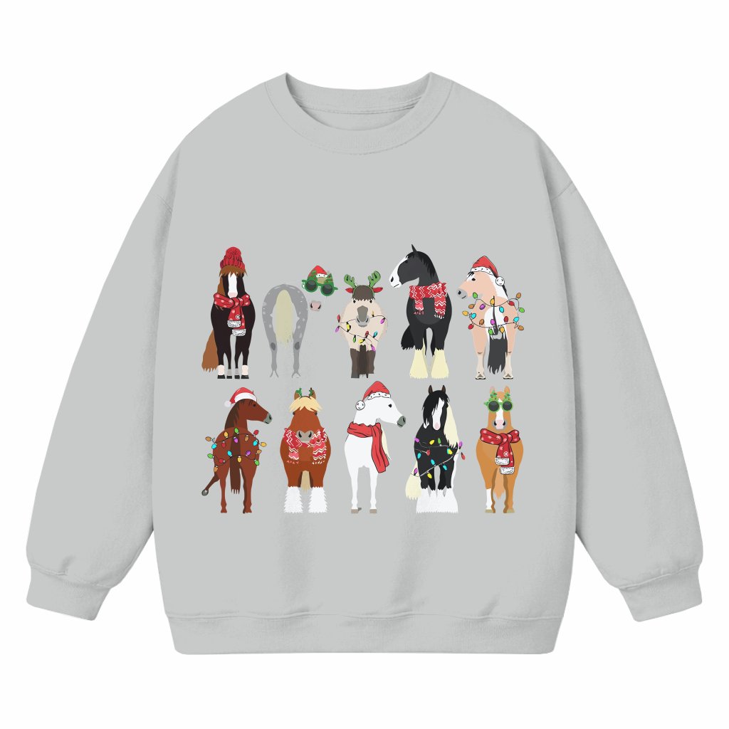 Horses In A Row Sweatshirt – Christmas Gift for Horse Lover Funny - front view