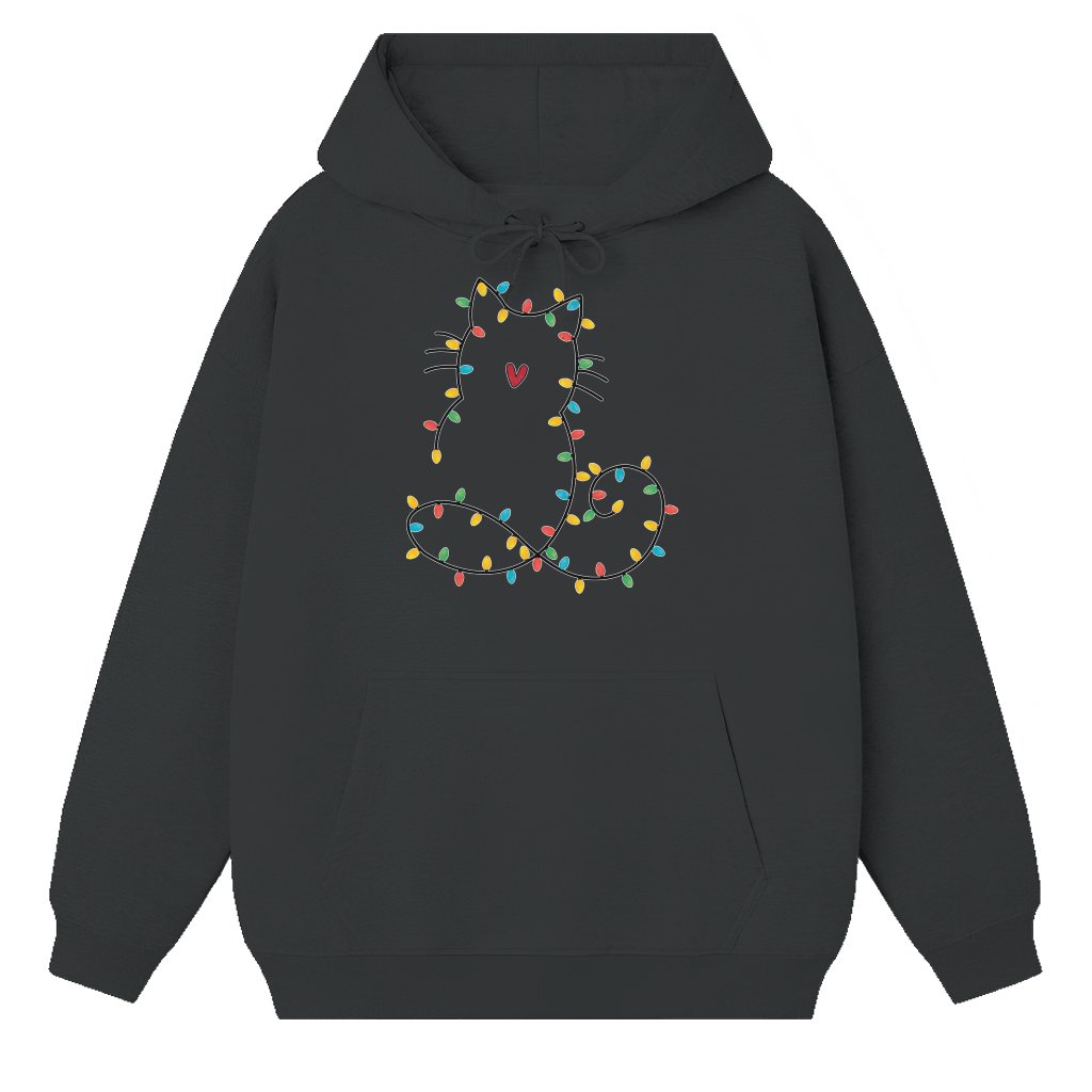 Funny Cute Cat Christmas Lights Hoodie – Christmas Gift for Cat Mom - front view