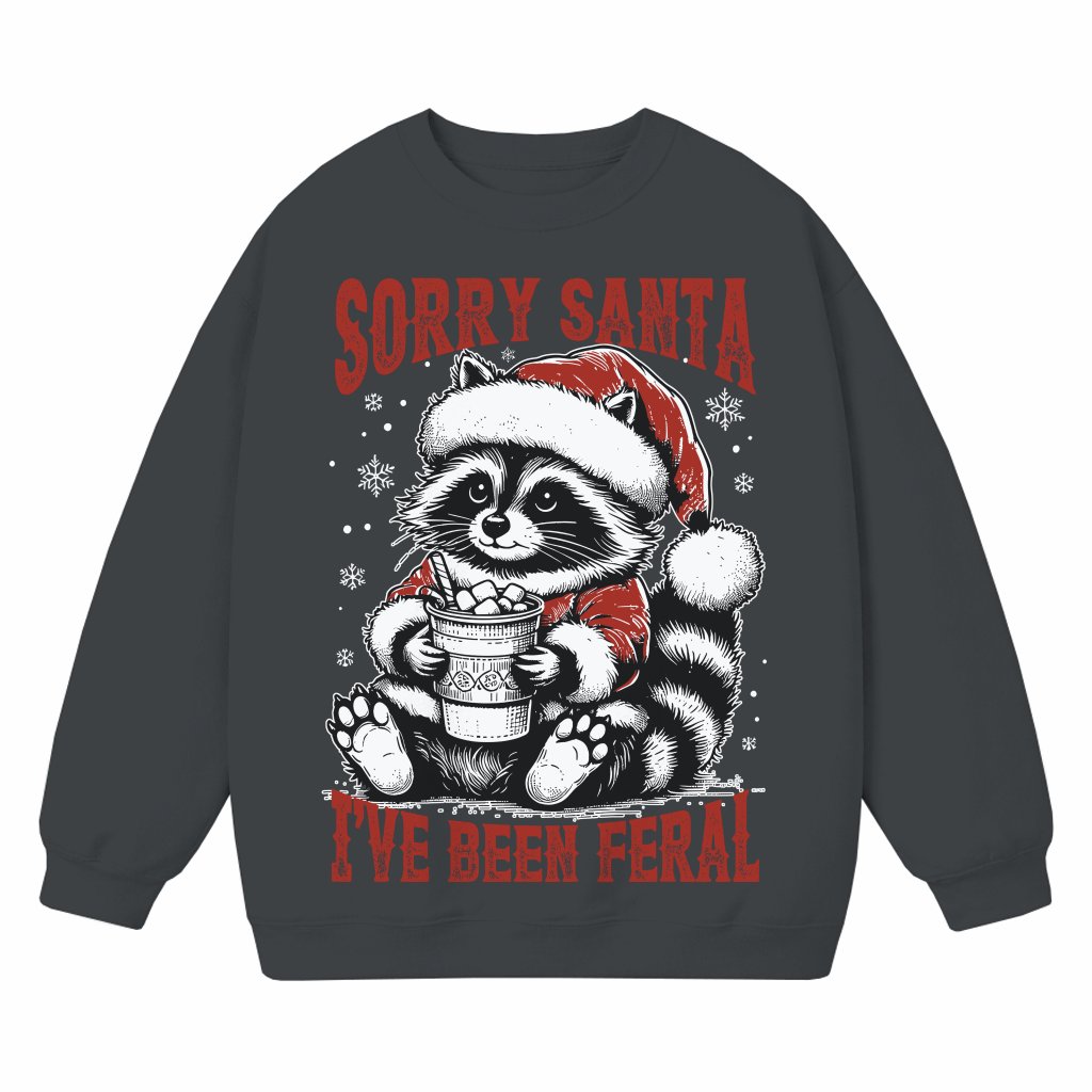 Funny Feral Raccoon Sweatshirt – Christmas Gift Sorry Santa - front view