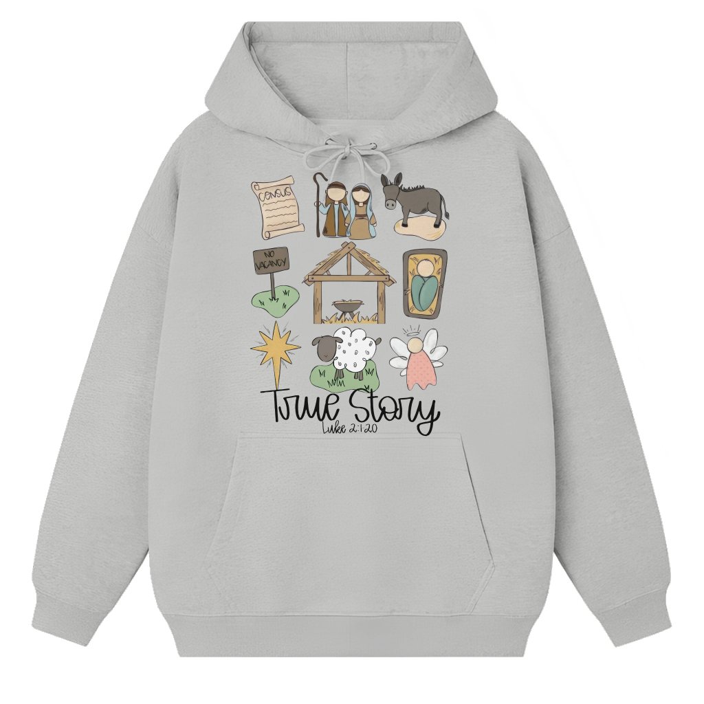 True Story Nativity Scene Hoodie – Christian Christmas Gift - front view