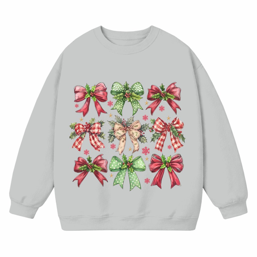 Coquette Bow Sweatshirt – Christmas Cute Crewneck Gift for Her - front view