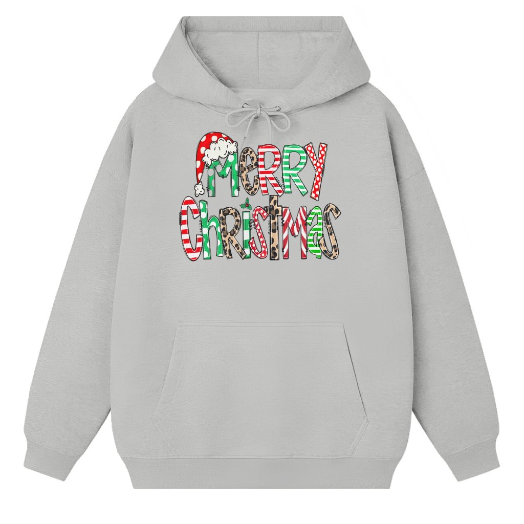 Merry Christmas Letter Hoodie – Christmas Gift for Men Women Classic - front view