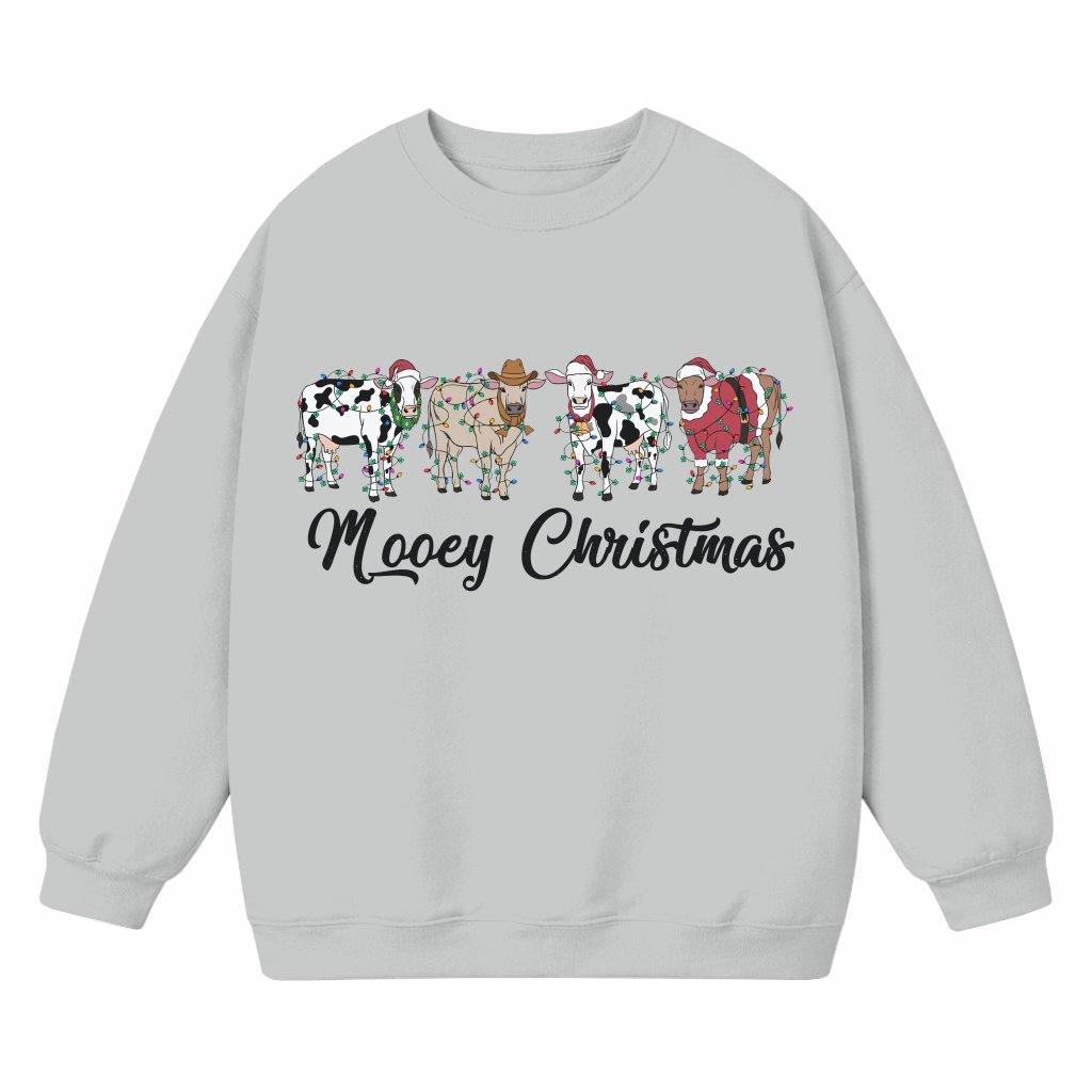 Mooey Christmas Cow Sweatshirt – Christmas Gift Funny Adorable - front view