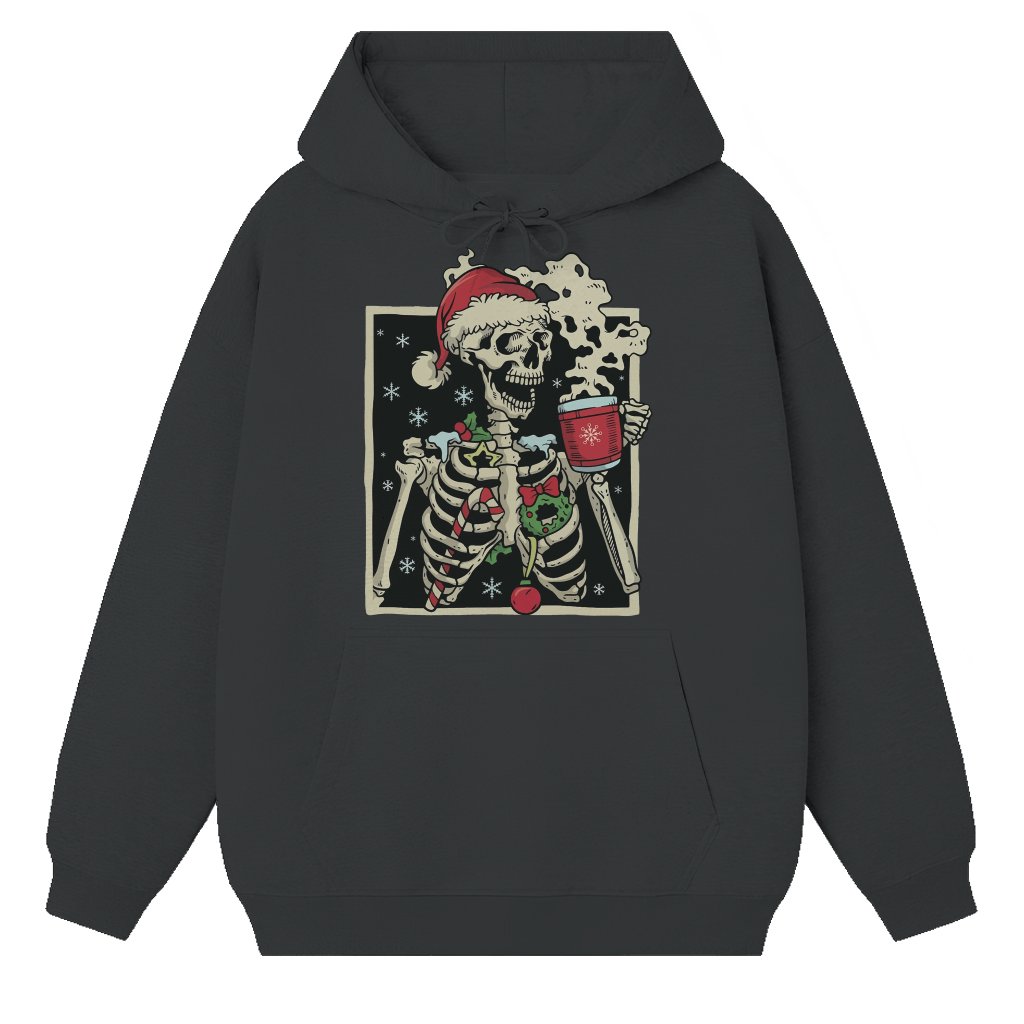 Dead Inside Skeleton Hoodie – Christmas Sarcastic Coffee Lover Gift - front view