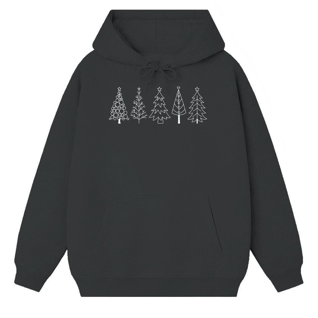 Cute Embroidered Christmas Tree Hoodie – Christmas Gift for Women - front view