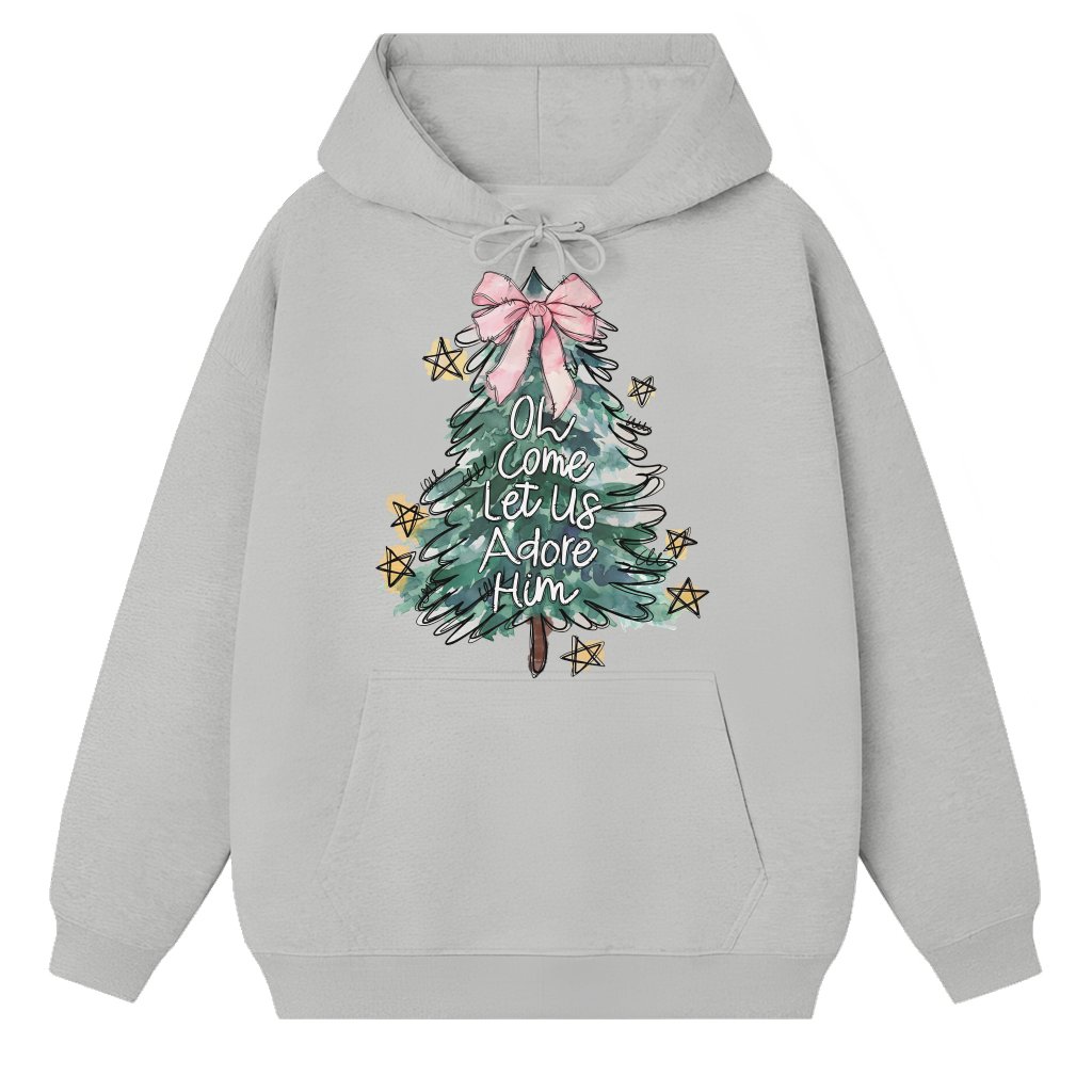 Oh Come Let Us Adore Him Hoodie – Christmas Spiritual Faith Gift for Christian - front view