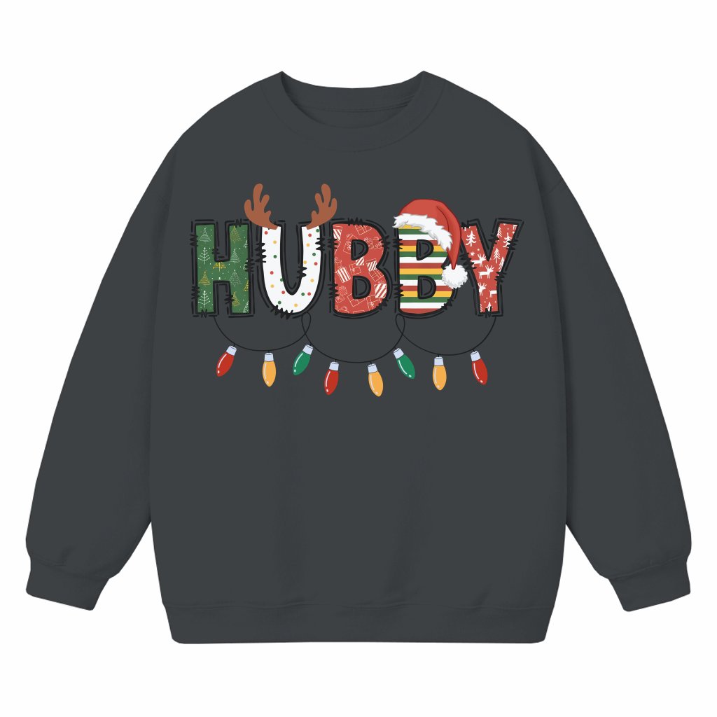 Funny Wifey Hubby Sweatshirt – Christmas Gift for Matching Couple - front view
