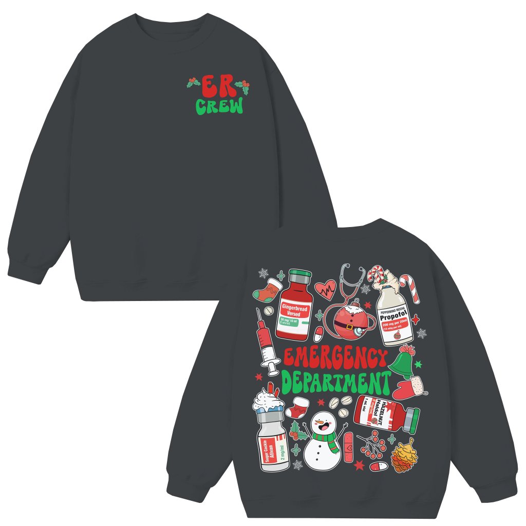 ER Crew Sweatshirt – Christmas Gift for Nurse Funny - front view
