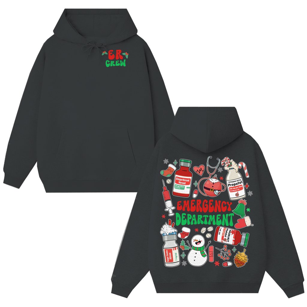 ER Crew Hoodie – Christmas Gift for Nurse Funny - front view