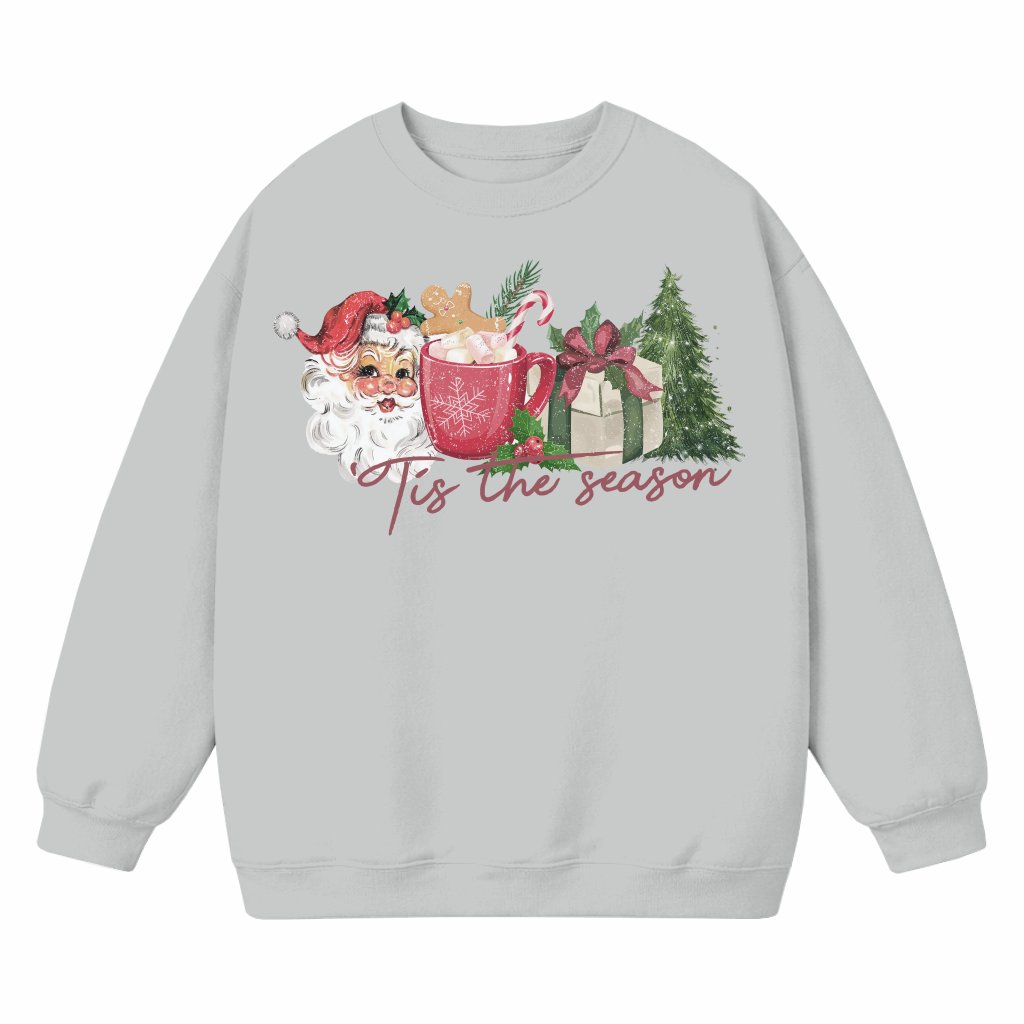 Tis the Season Santa Sweatshirt Christmas – Retro Holiday Gift - front view