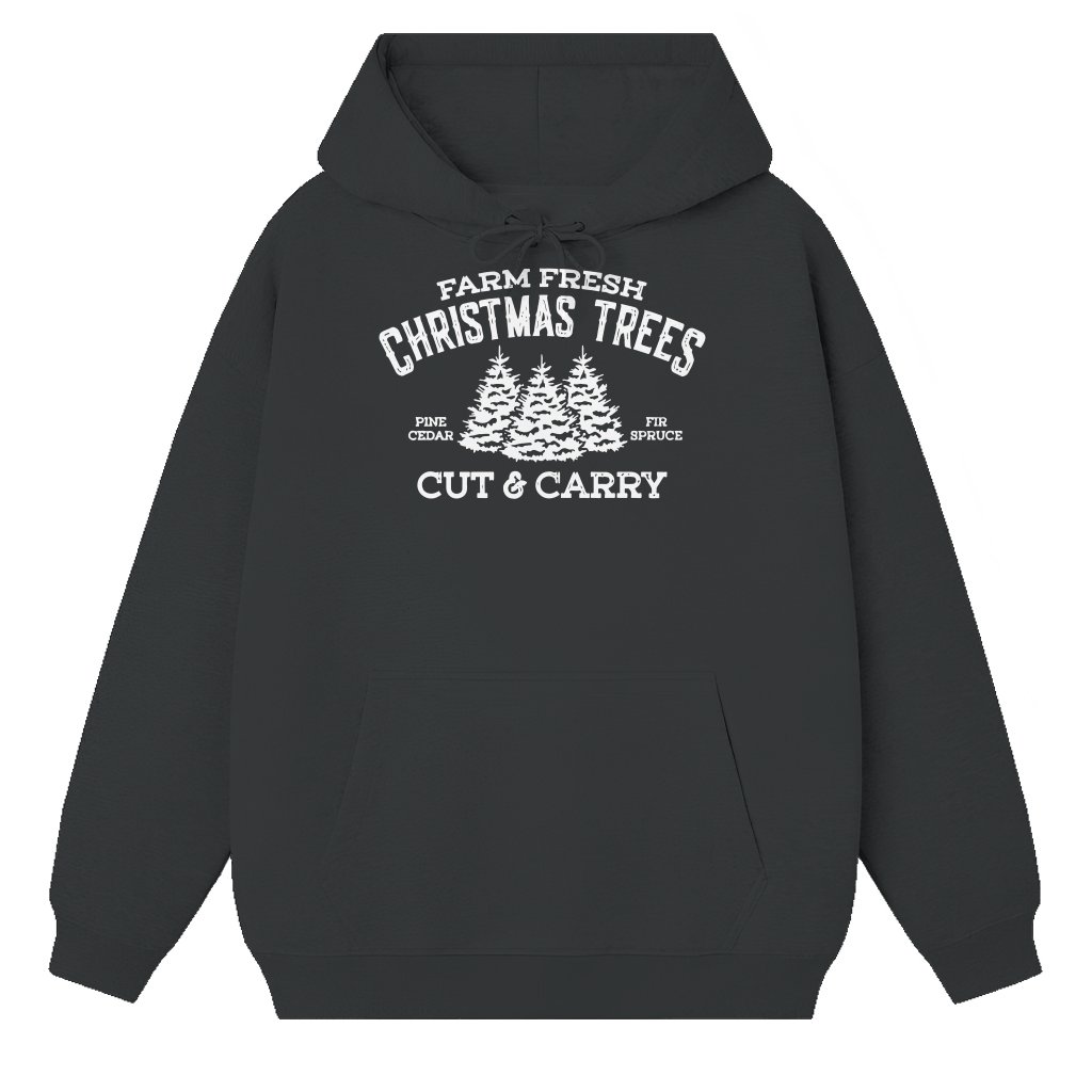Farm Fresh Christmas Trees Hoodie – Christmas Winter Holiday Gift Cozy - front view