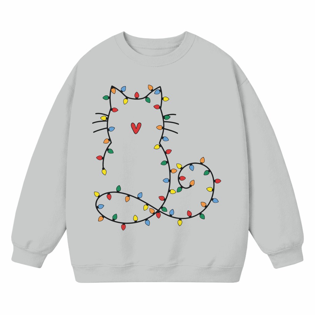 Christmas Light Cats Sweatshirt – Christmas Gift for Cat Lover Cute - front view