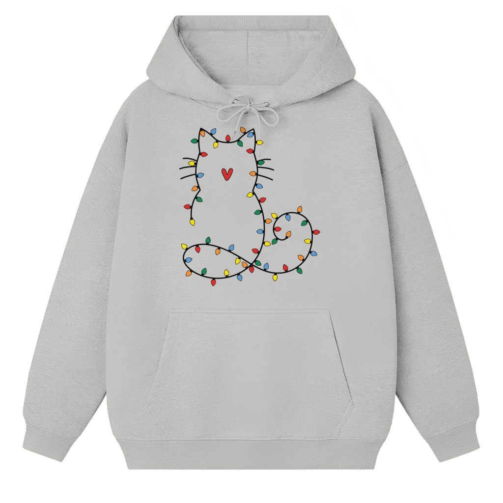 Christmas Light Cats Hoodie – Christmas Gift for Cat Lover Cute - front view