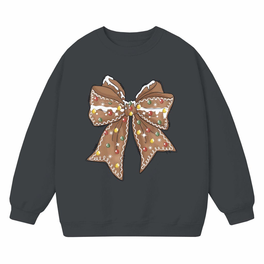 Gingerbread Coquette Holiday Bow Sweatshirt – Christmas Gift for Women Trendy - front view