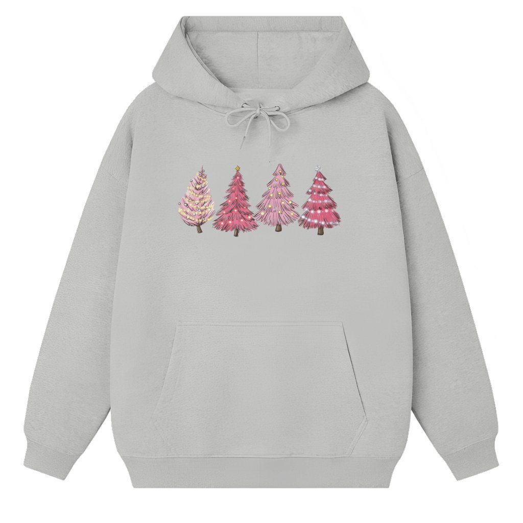 Pink Tree Hoodie – Christmas Gift for Men Women Cozy - front view