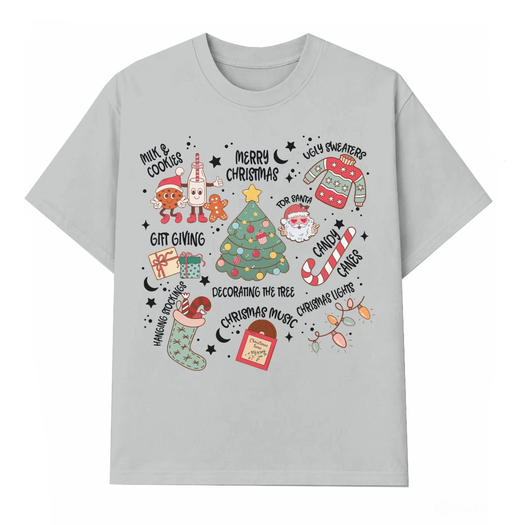 Christmas Icons T-Shirt – Cute Festive Christmas Gift - front view