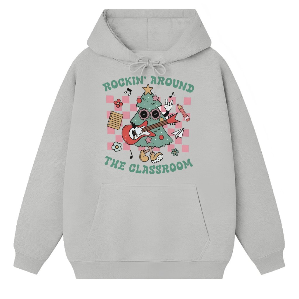 Retro Rockin Classroom Hoodie – Christmas Gift for Teacher - front view