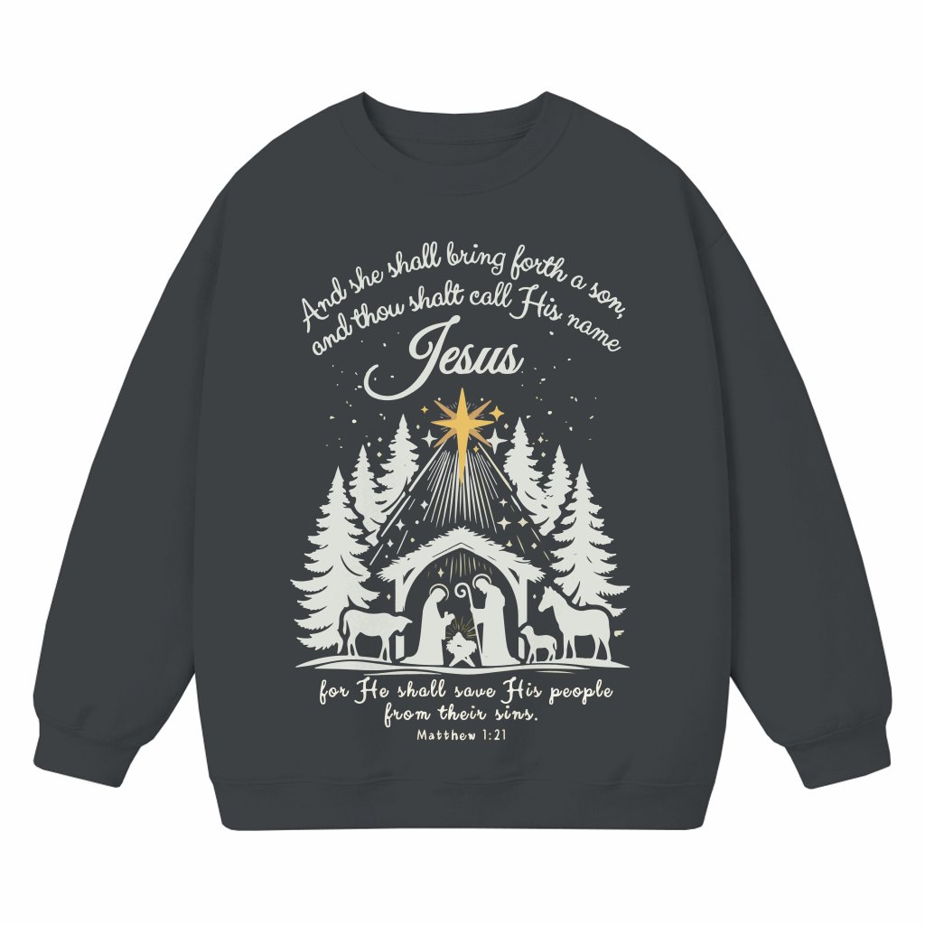 True Story Nativity Scene Sweatshirt – Religious Christmas Gift for Family - front view