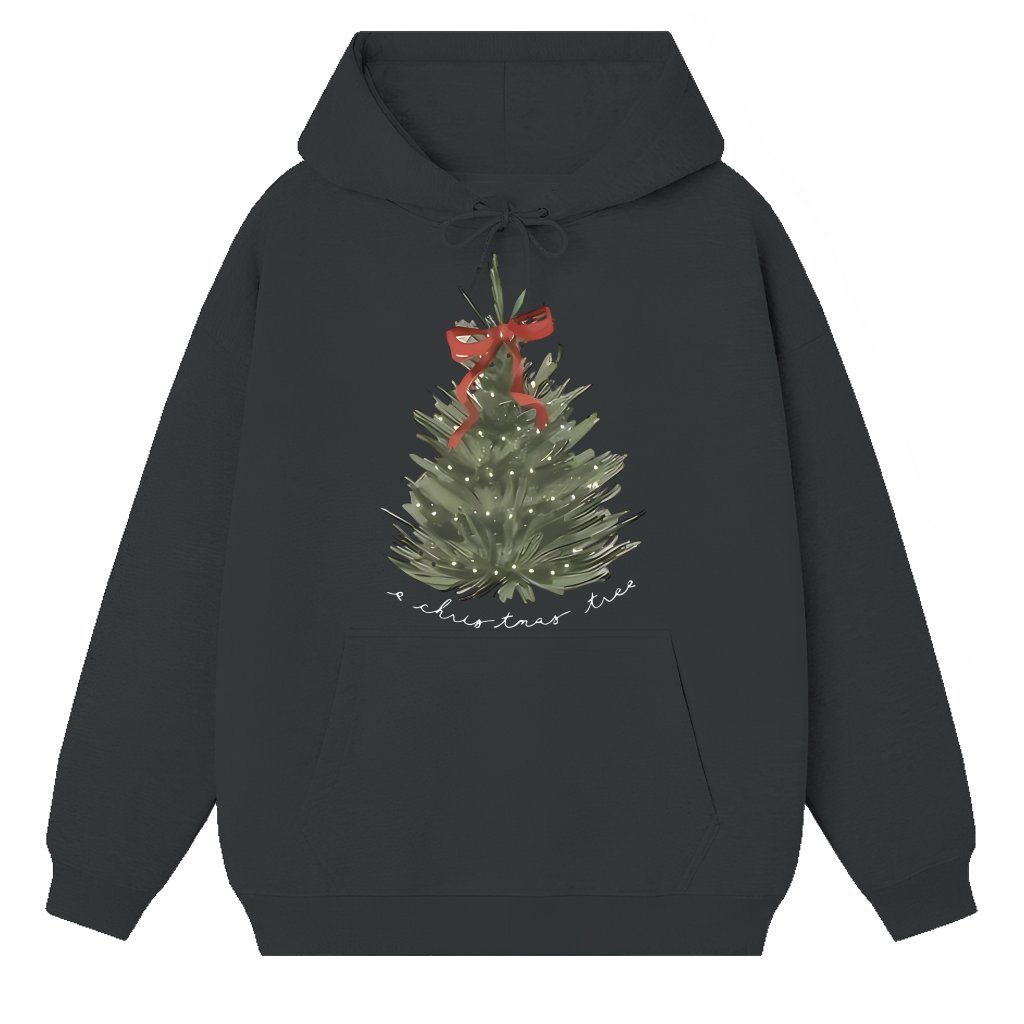 Christmas Tree Coquette Bow Hoodie – Christmas Gift for Women Cute - front view