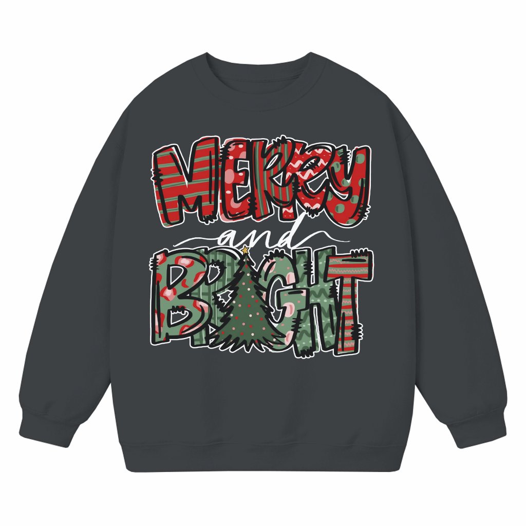 Merry Bright Sweatshirt – Christmas Cozy Holiday Gift - front view