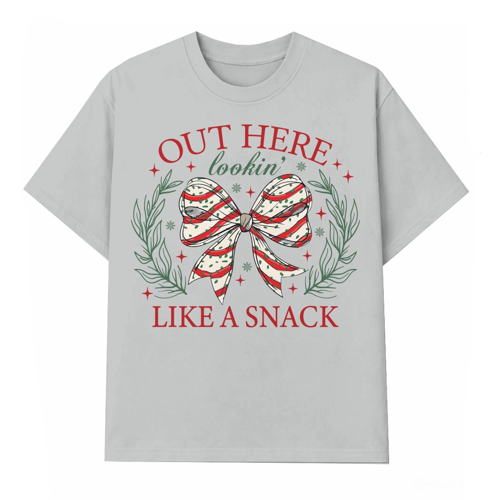 Coquette Bow Snack T-shirt – Christmas Gift for Her Funny Vintage - front view