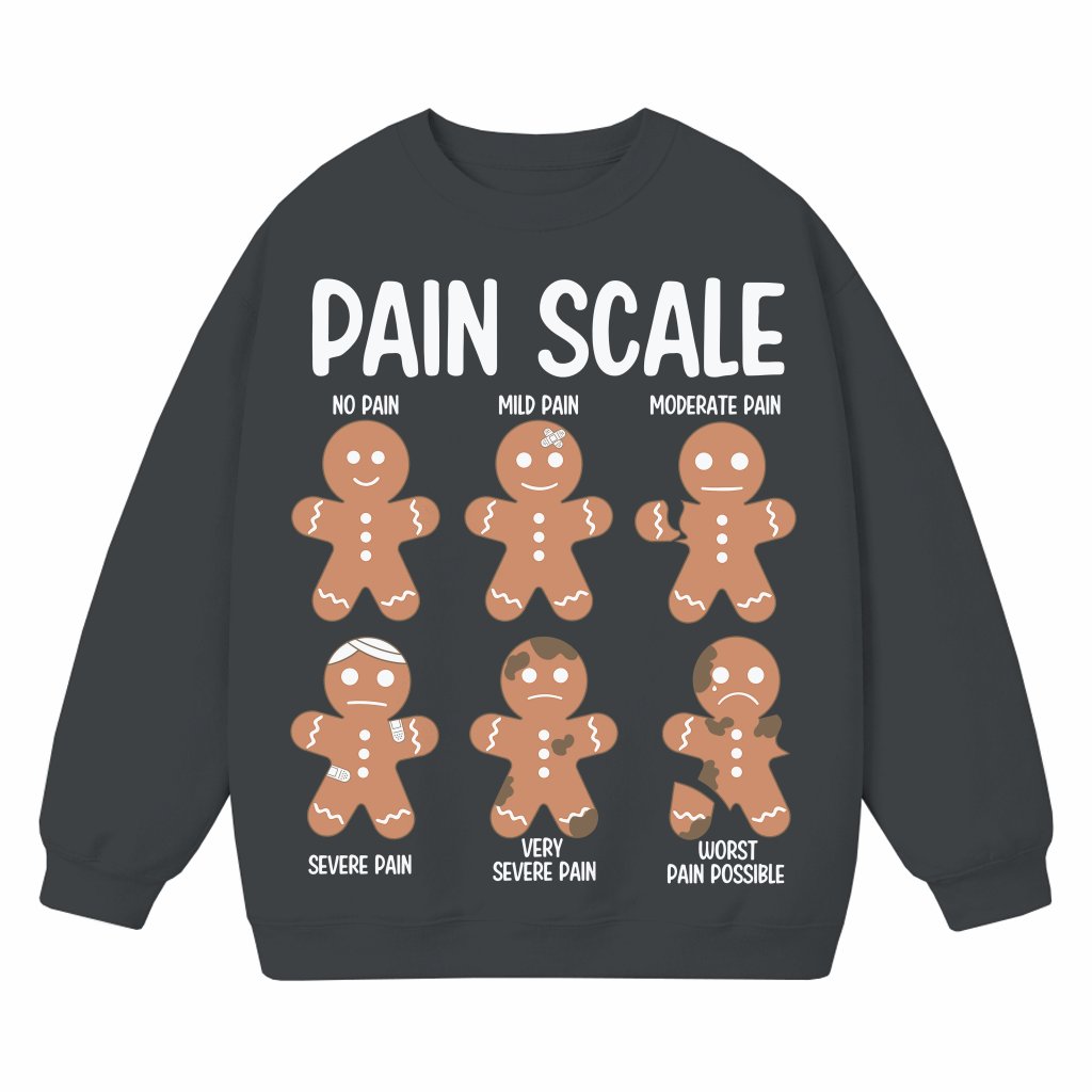 Funny Pain Scale Gingerbread Sweatshirt – Christmas Gift for Nurse - front view