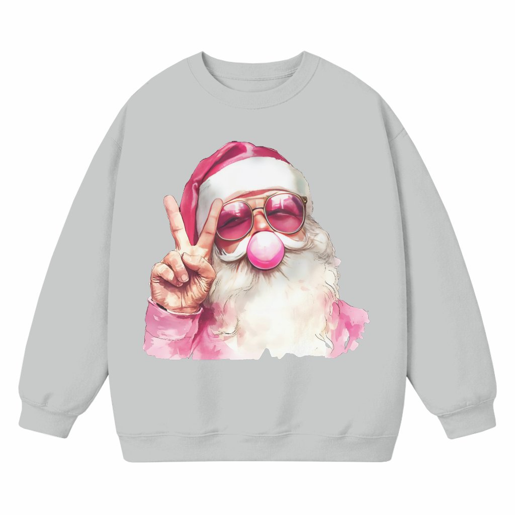 Pink Santa Bubble Gum Sweatshirt – Christmas Gift Funny Retro - front view
