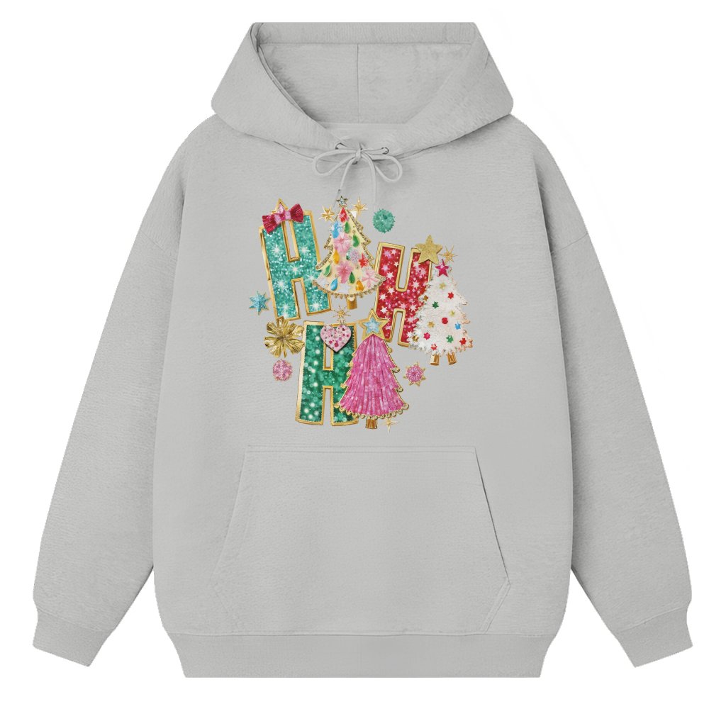 Coquette Christmas Tree Hoodie – Christmas Gift for Her Girly Glitter Bow - front view