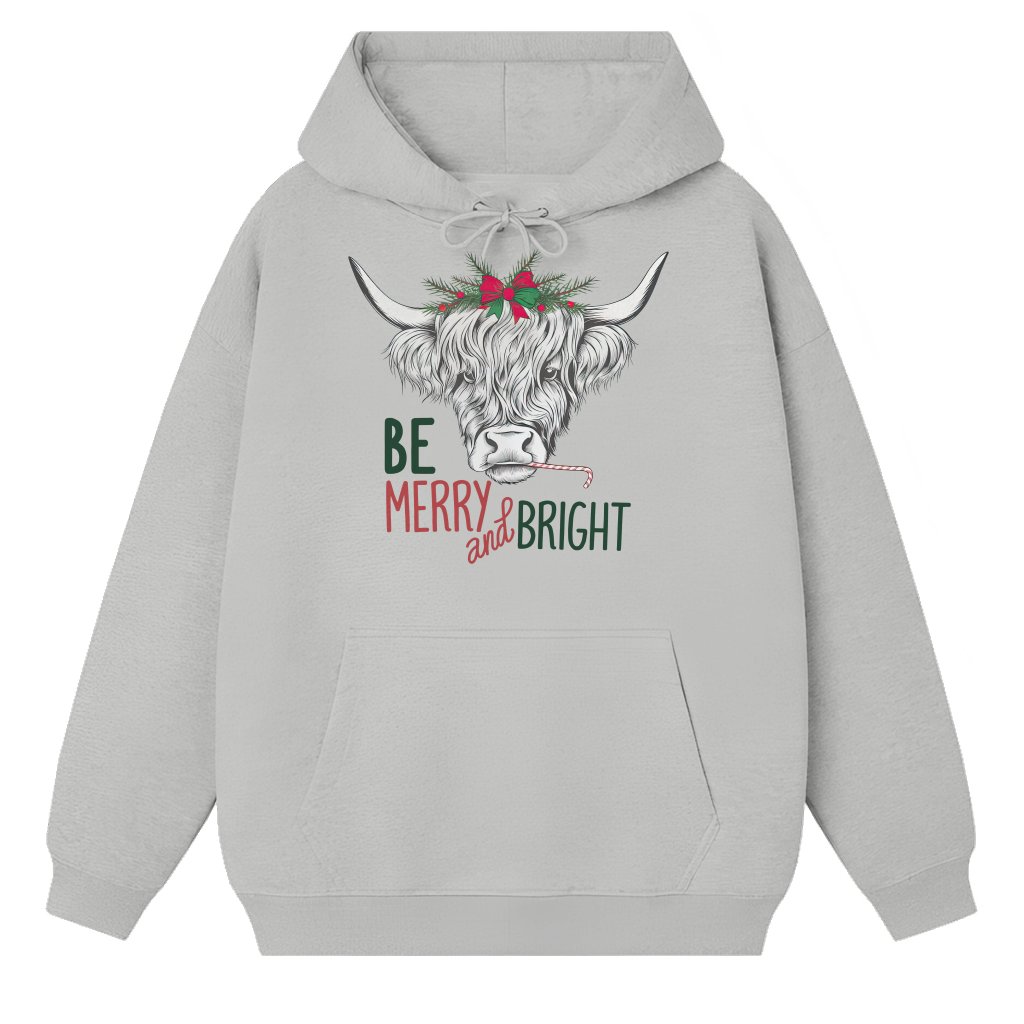 Cute Cow Hoodie – Christmas Gift Be Merry And Bright - front view