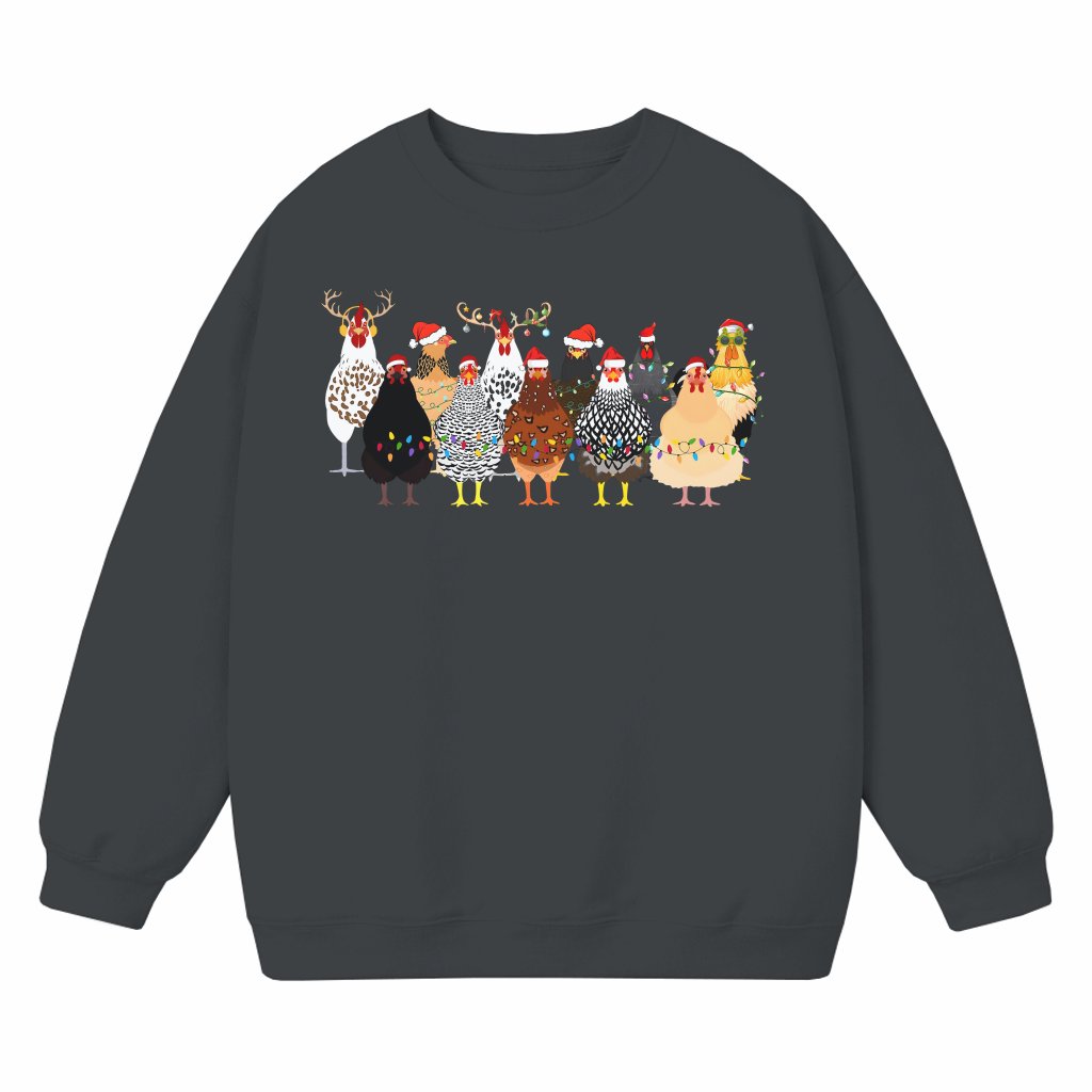 Sweatshirt Christmas Chickens – Gift for Farm Animal Lover Funny Cute - front view