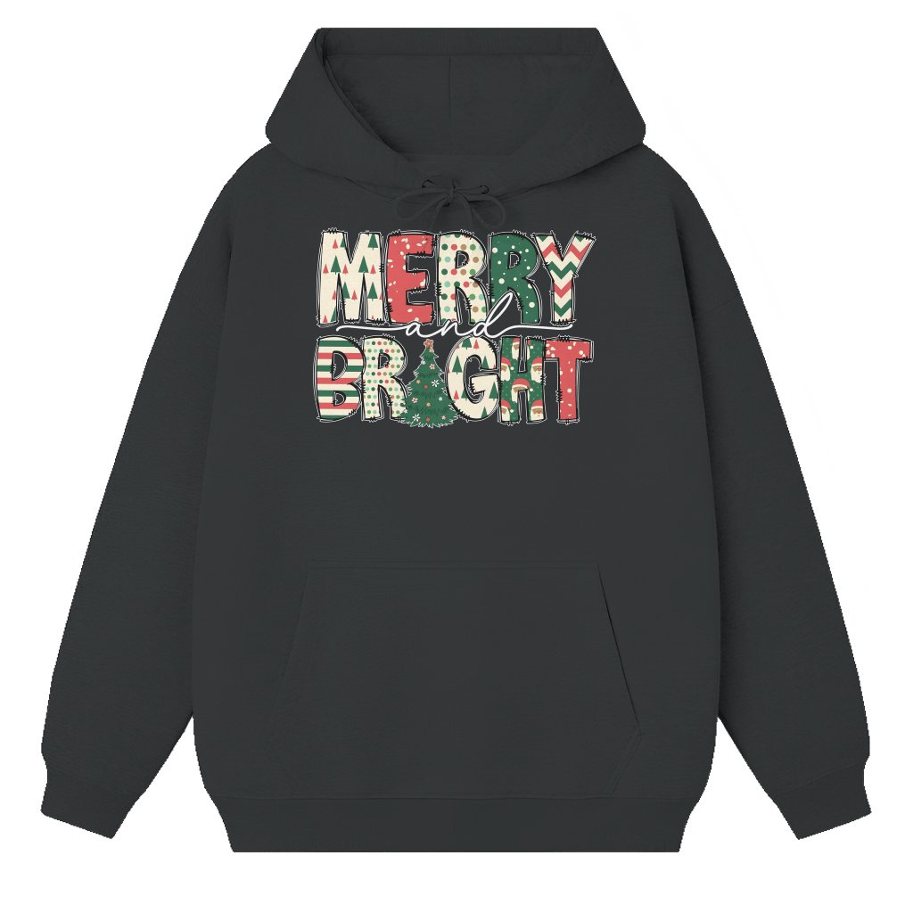 Merry and Bright Hoodie – Christmas Gift for Family Cozy - front view