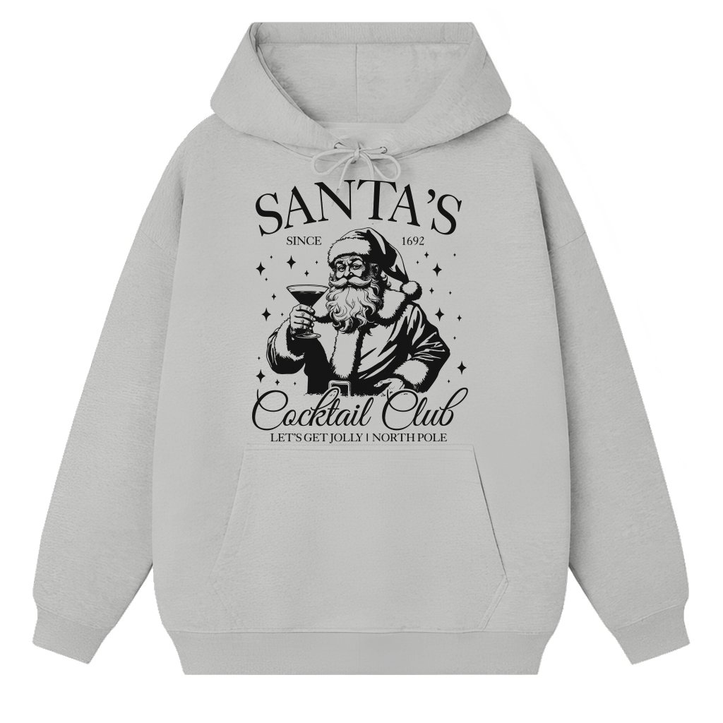 Santas Cocktail Club Martini Hoodie – Christmas Gift for Him Funny - front view
