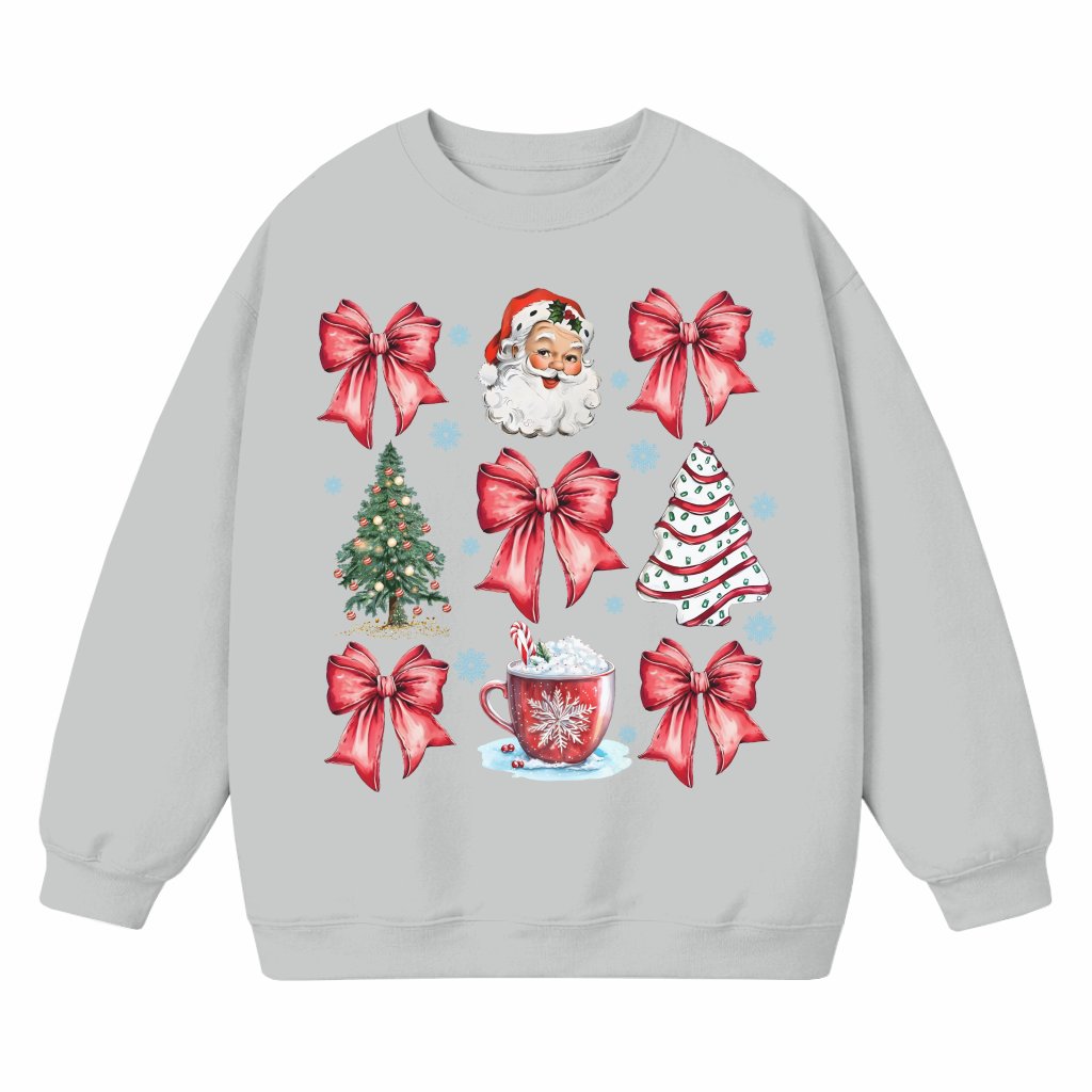 Coquette Bow Santa Sweatshirt – Christmas Gift for Her Retro - front view