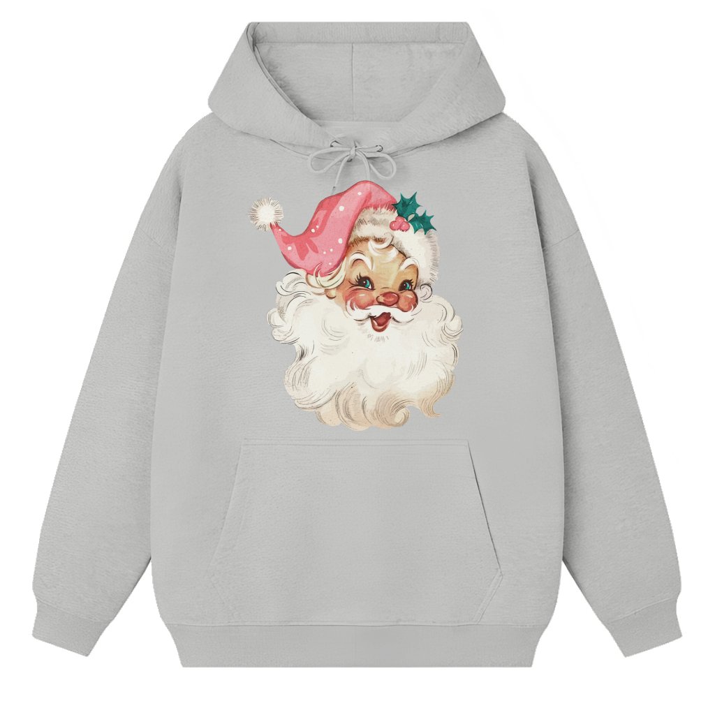 Pink Santa Hoodie – Christmas Gift for Women Family Matching Retro - front view