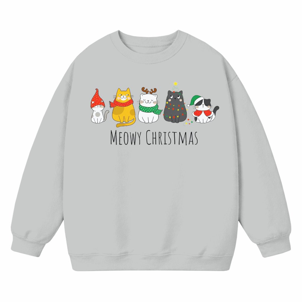 Funny Meowy Christmas Cat Sweatshirt – Christmas Gift for Cat Lover - front view