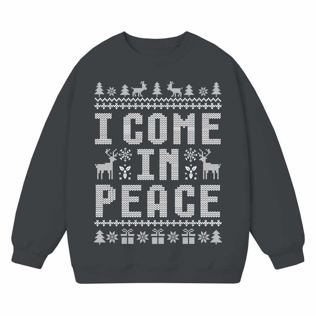 I Come In Peace Sweatshirt – Ugly Christmas Gift for Couples Funny Matching - front view