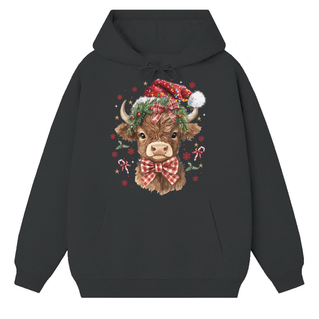 Christmas Cow Lights Hoodie – Christmas Gift for Her Him Cute - front view