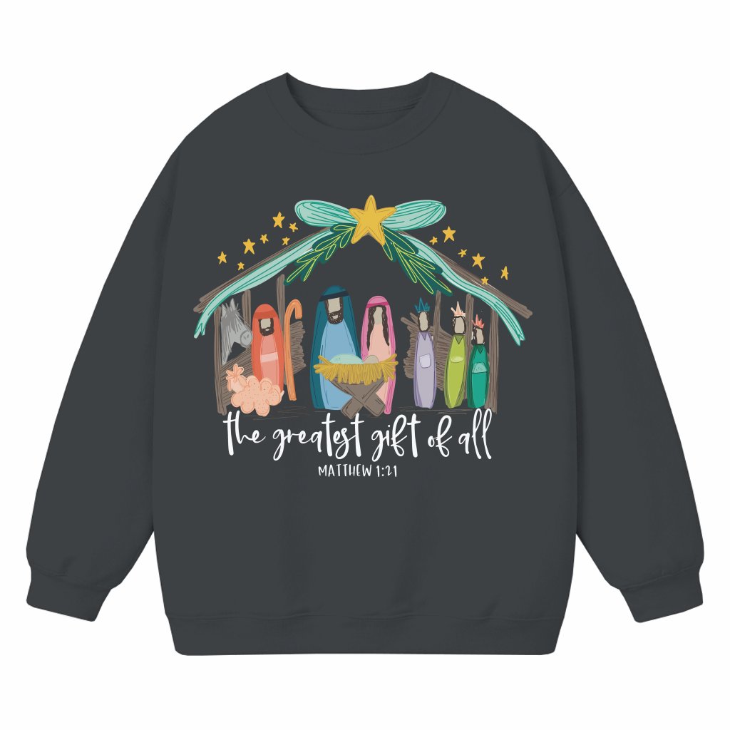 Christian Nativity Scene Jesus Sweatshirt – Christmas Gift for Women - front view
