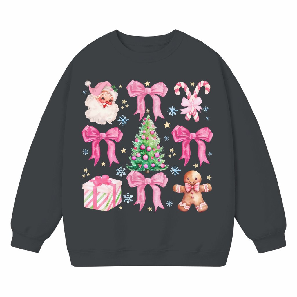 Pink Coquette Holiday Bow Sweatshirt – Christmas Gift for Women - front view