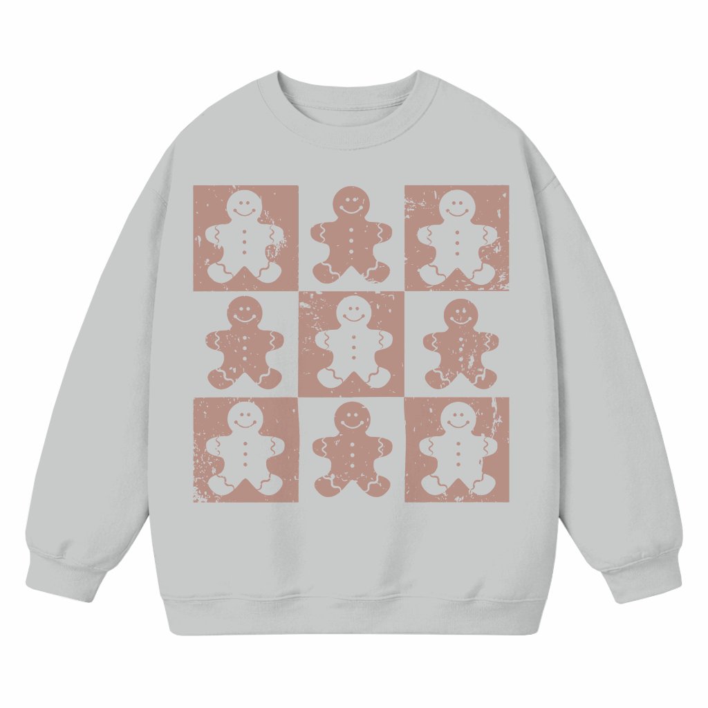 Gingerbread Man Sweatshirt – Christmas Gift Retro Checkered - front view