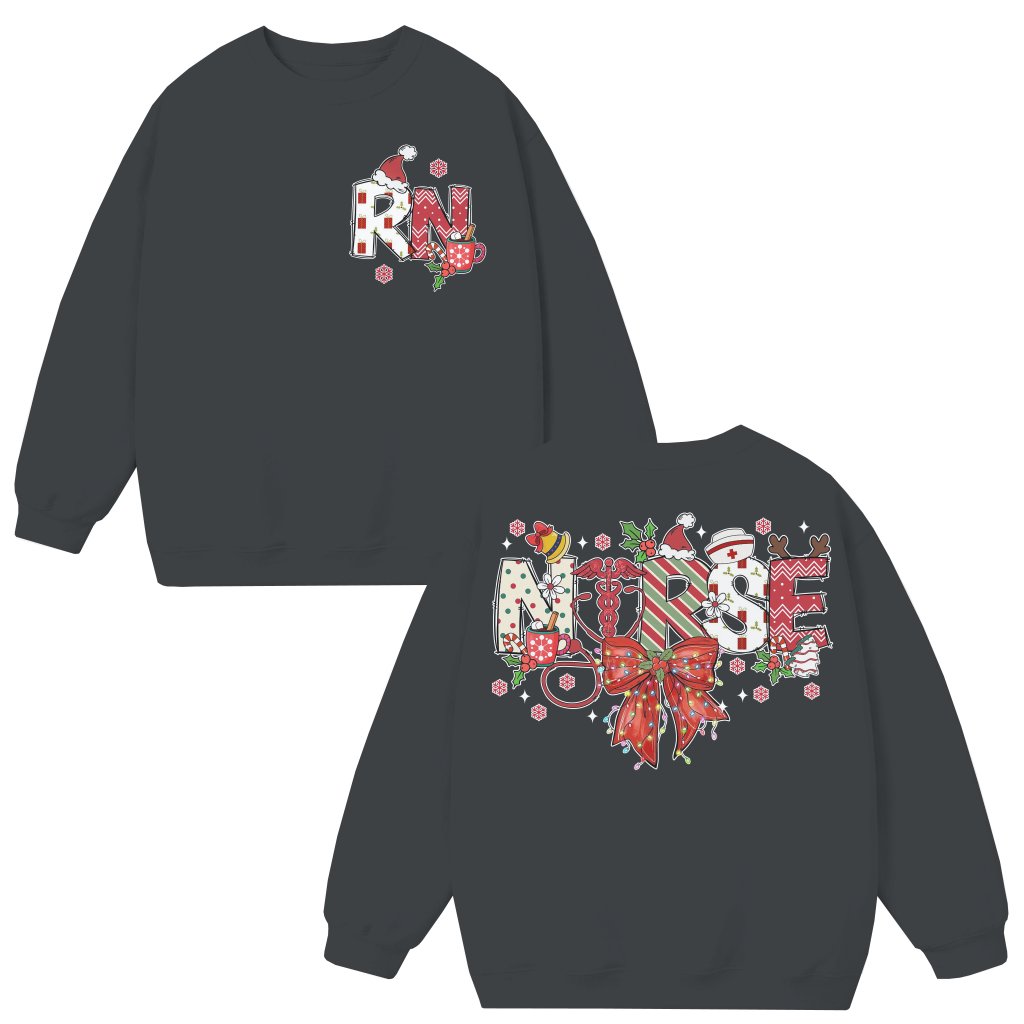 Coquette Bow Nurse Sweatshirt – Christmas Gift for Nurse Trendy - front view
