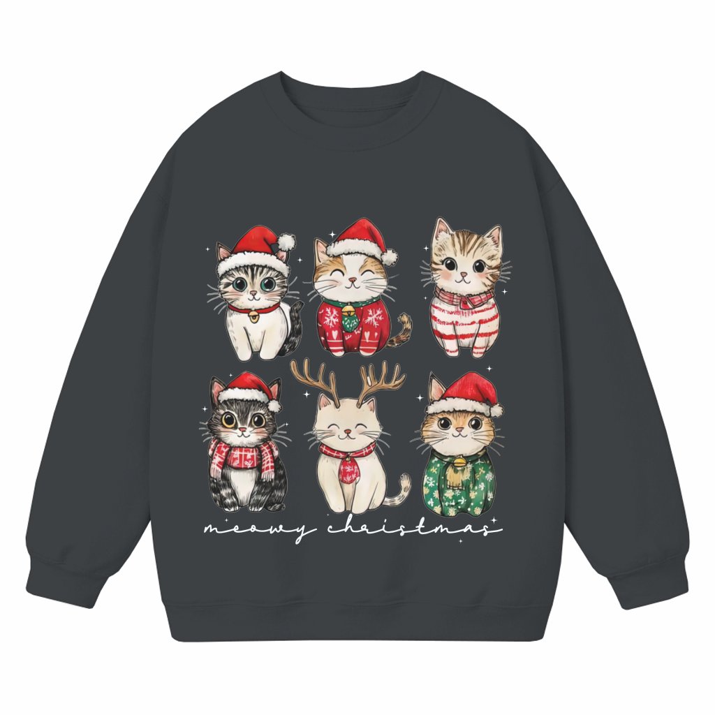 Cat Mama Meowy Christmas Sweatshirt – Christmas Gift for Cat Lover Women Funny - front view