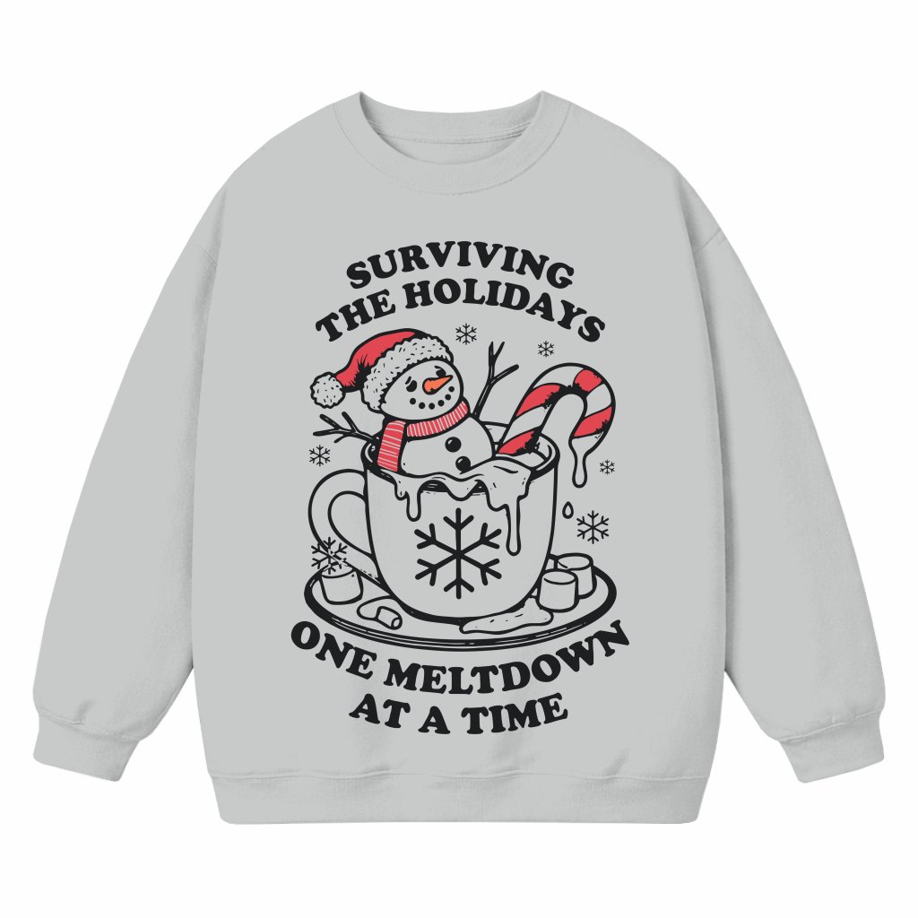 Funny Melting Snowman Sweatshirt – Christmas Holiday Gift Retro Trendy - front view