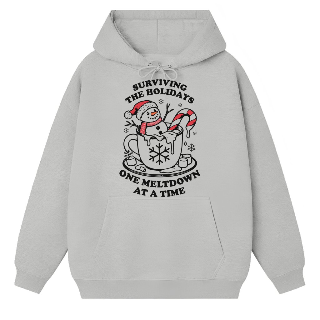 Melting Snowman Hoodie – Christmas Gift Funny Retro - front view