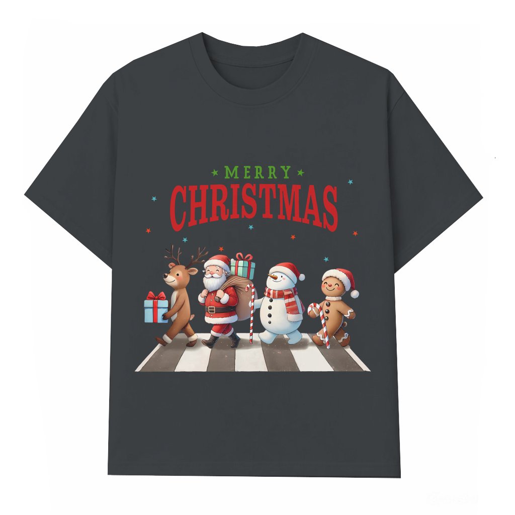 Cute Reindeer Santa Snowman T-shirt – Christmas Gift Festive Holiday - front view
