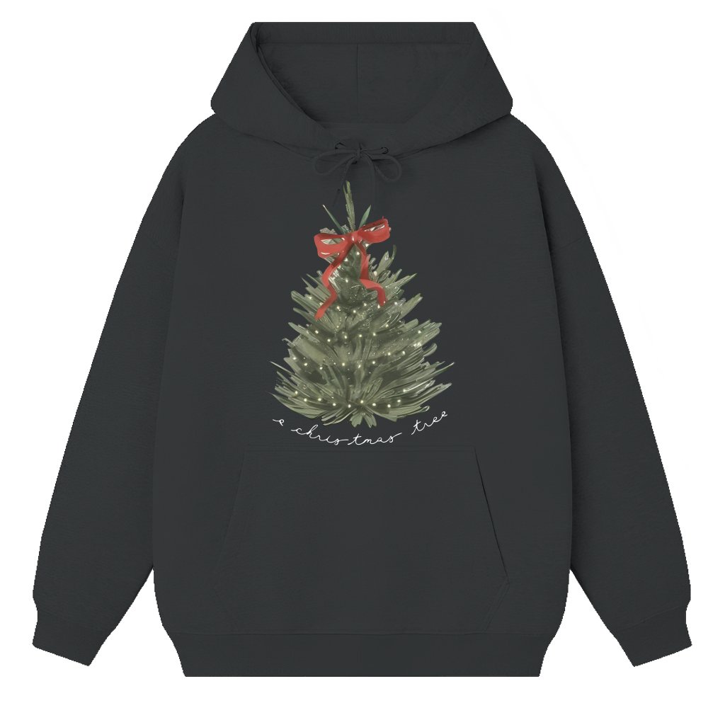 Christmas Tree Coquette Bow Hoodie – Christmas Gift for Women Cute Festive - front view